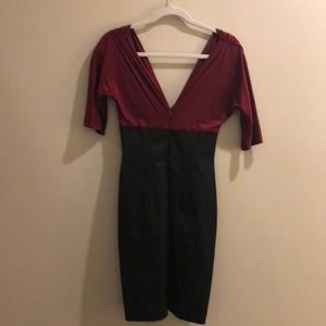 Red and Black Silk Cocktail Dress
